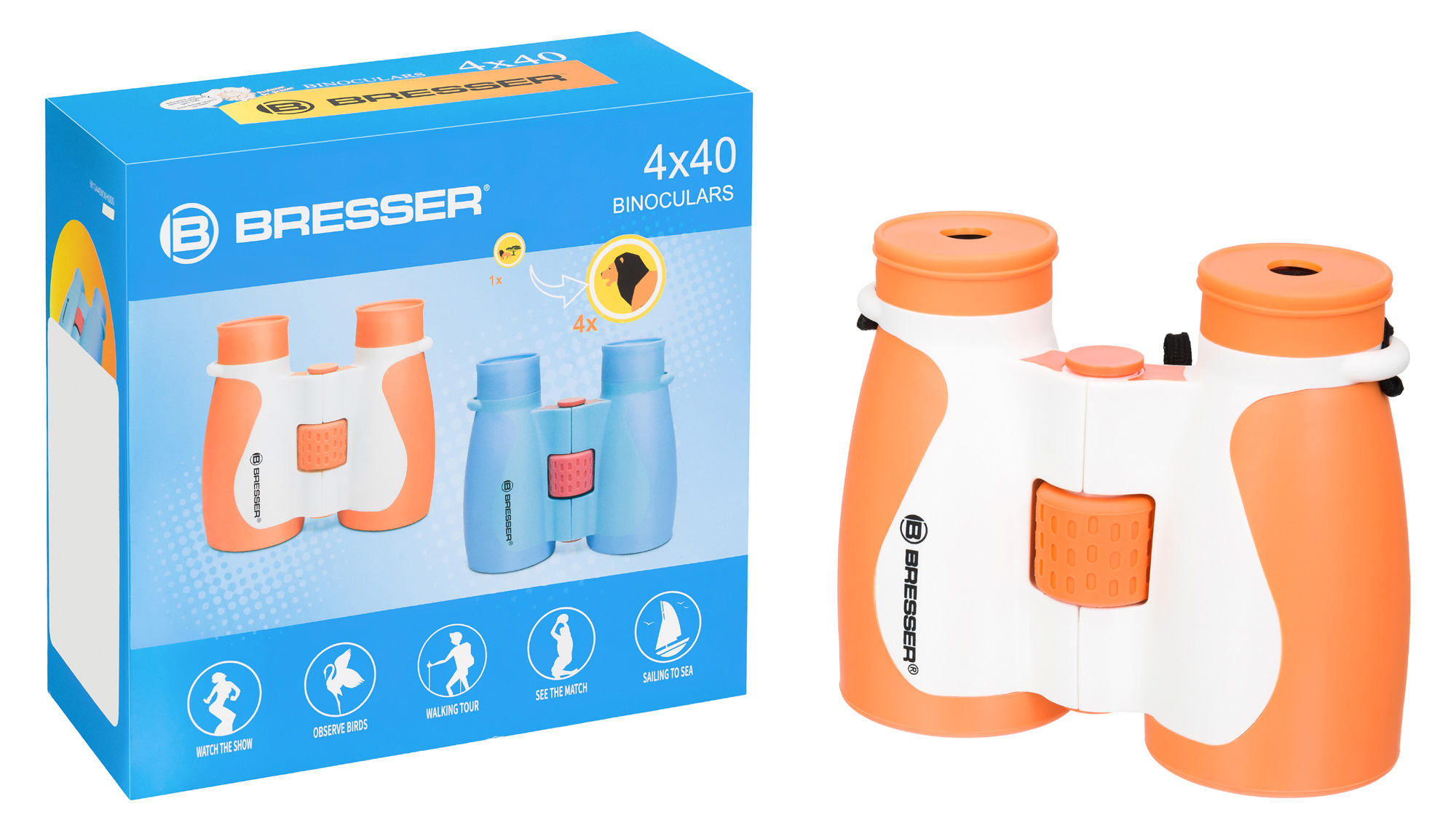 Бинокль детский Bresser Junior 4x40, оранжевый купить в Тюмени | Бинокли